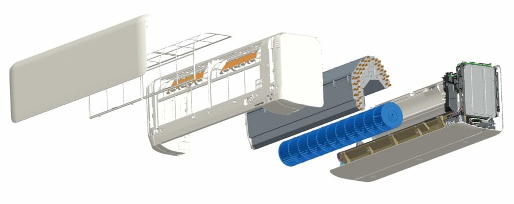 Wall mounted air conditioning unit diagram to display how it works